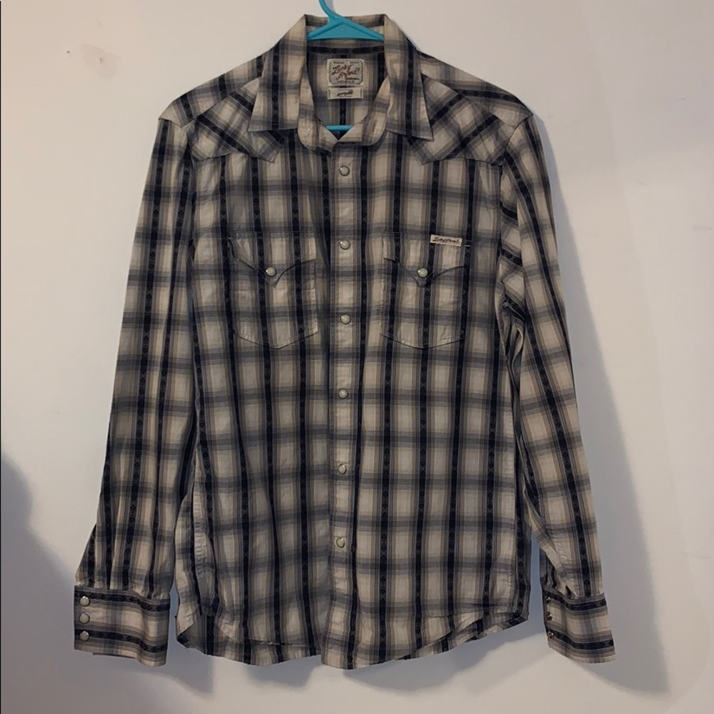 Lucky brand snap closure long sleeved shirt